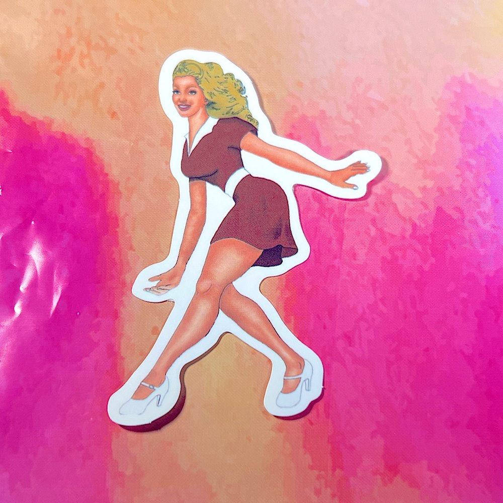 Diner Waitress Sexy Pinup Gorgeous Sticker Retro Vintage BomberGirl Ace